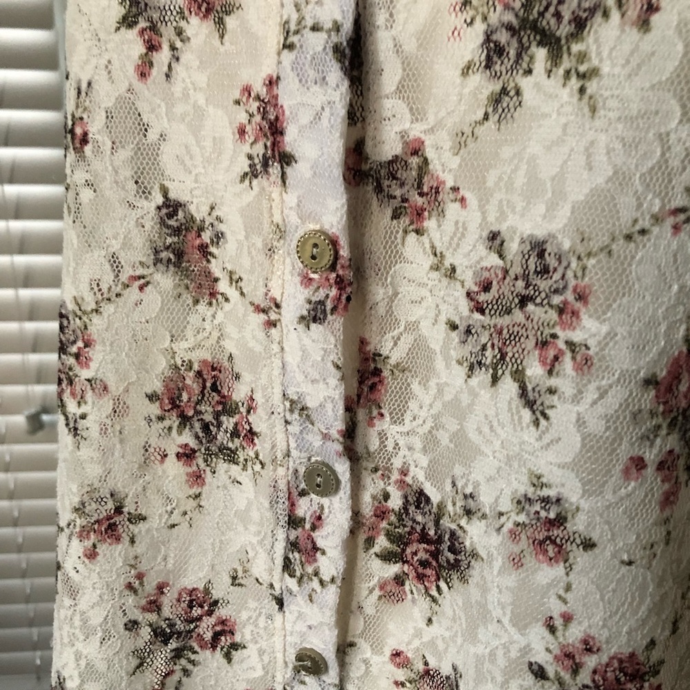 Lace button up tank top